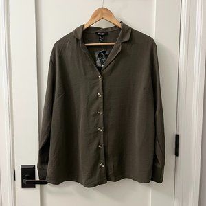 Olive/Forest Green Button-down Blouse